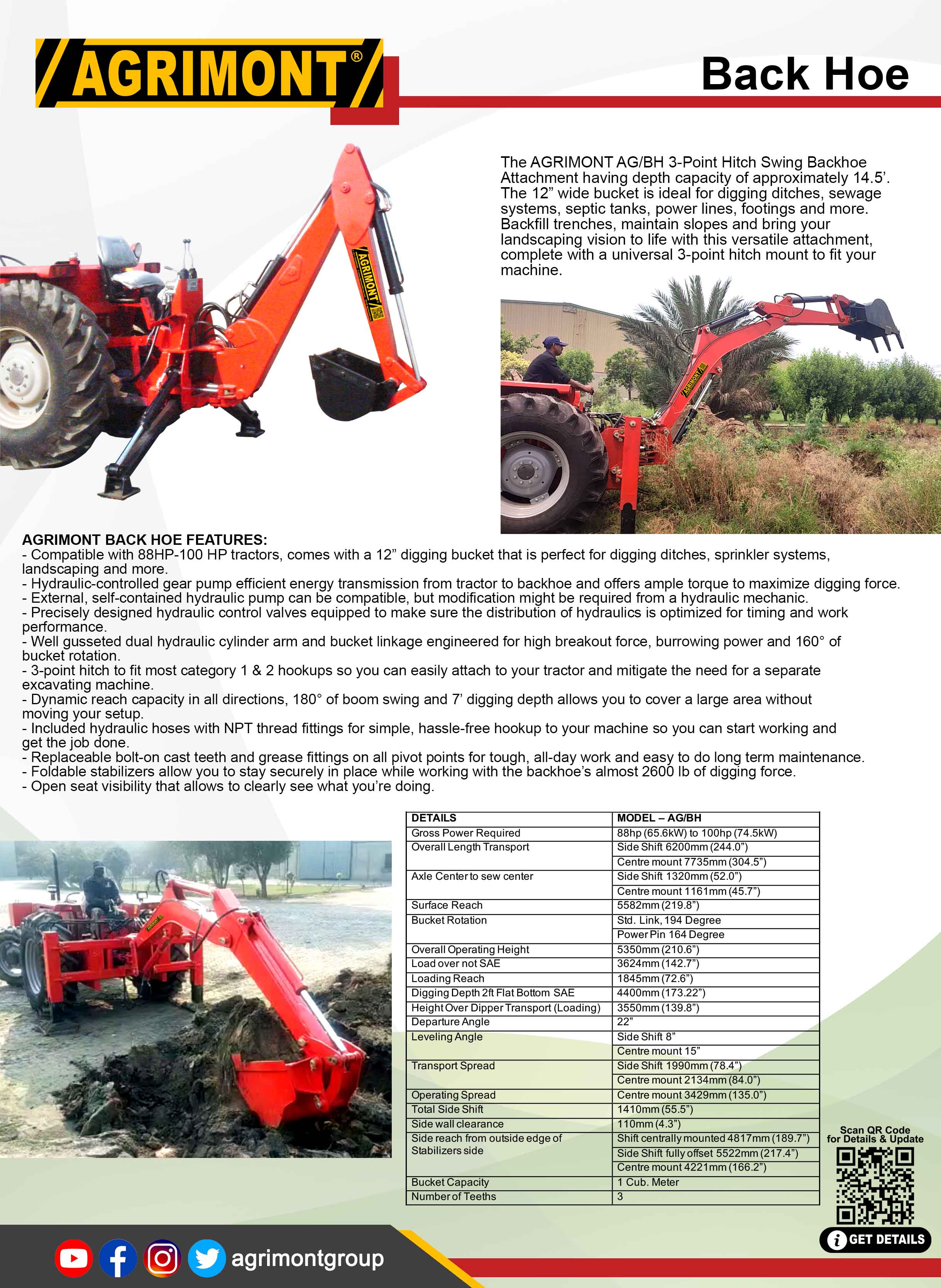 Koparko-ładowarka / osprzęt typu backhoe – oryginalna plansza producenta Agrimont
