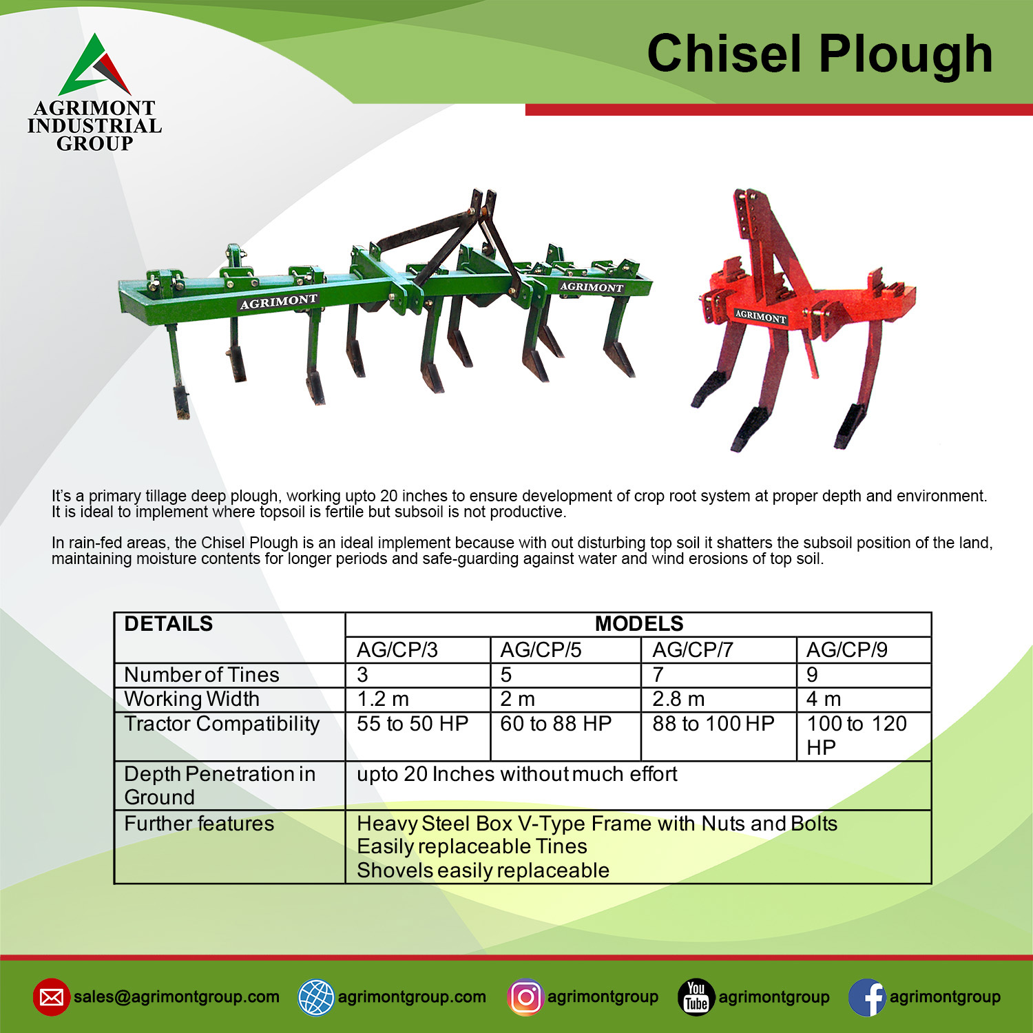 Pług dłutowy – oryginalna plansza producenta Agrimont