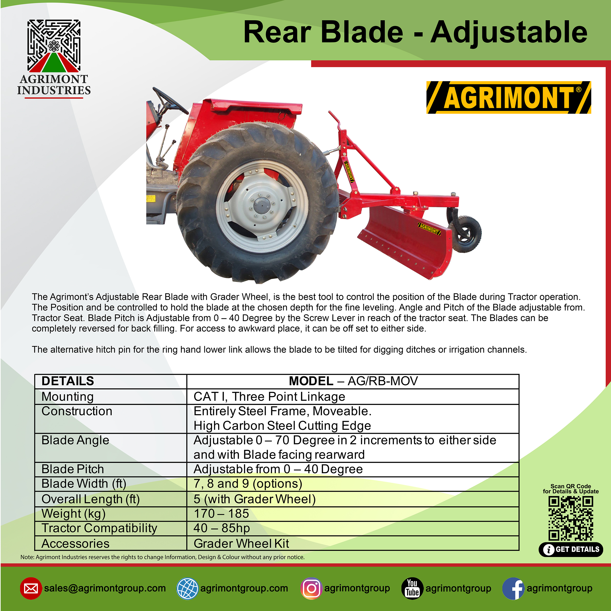 Lemiesz tylny regulowany (Adjustable Rear Blade) – oryginalna plansza producenta Agrimont